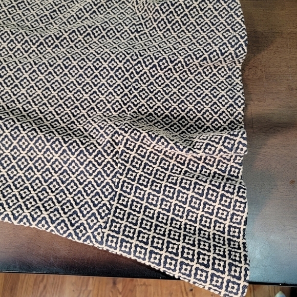 Loft Tan and Navy Geometric Flared Hem short Sleeve Dress Size 2 - Picture 13 of 16